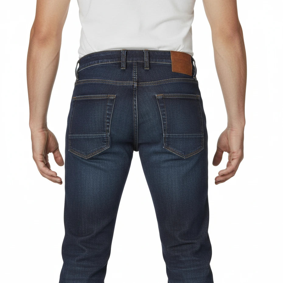 THE ROKKER Rokkertech Motorrad/Bikers Jeans "Slim Straight Blue" Herren