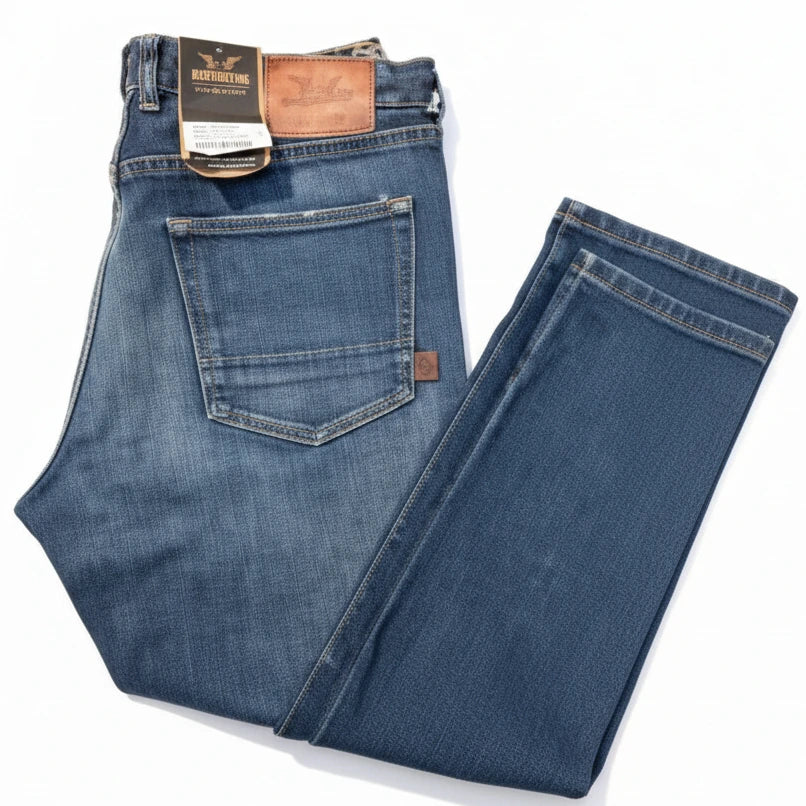 THE ROKKER Rokkertech Motorrad/Bikers Jeans "Slim Straight Blue" Herren