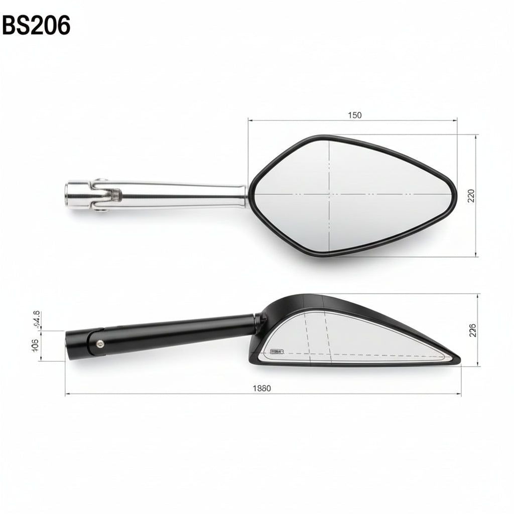 Rizoma Motorradspiegel "Veloce Naked" Black - BS206B