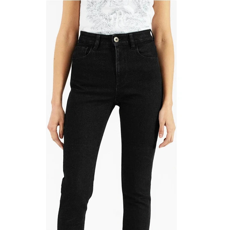THE ROKKER Rokkertech Motorrad/Bikers Jeans "High Waist Black" Damen