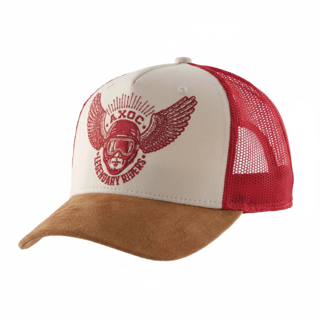 A-XOC Kappe, Cap Vintage | Hellrot-Beige
